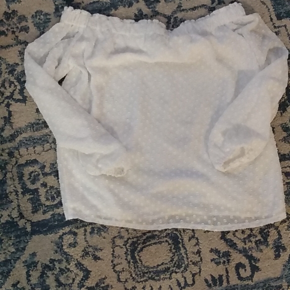 Textile Elizabeth and James White Swiss Dot Boho Peasant Blouse xs - Picture 4 of 4